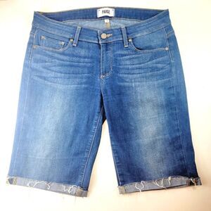 paige scheyla raw hem bermuda denim shorts 28